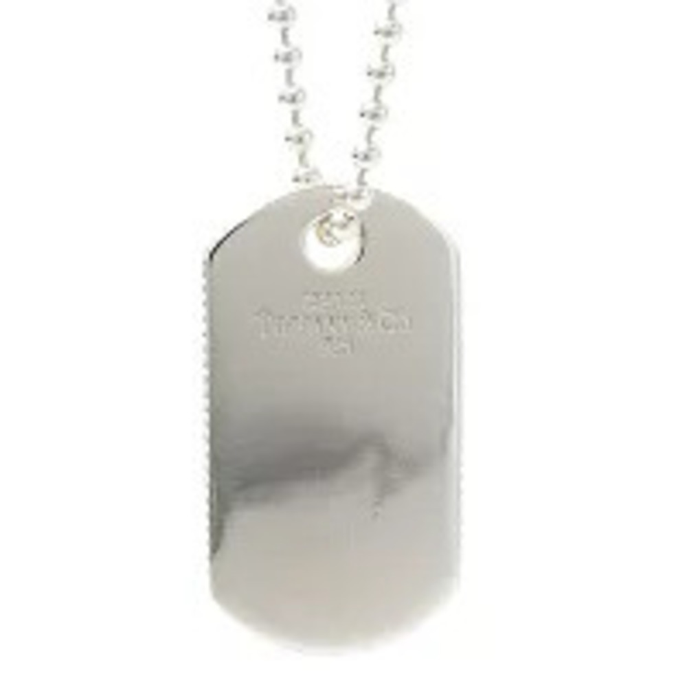 Tiffany Co Necklace Coin Dog Ball Chain Pendant Silver